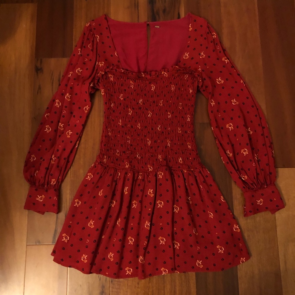 Free People ruched long sleeve top